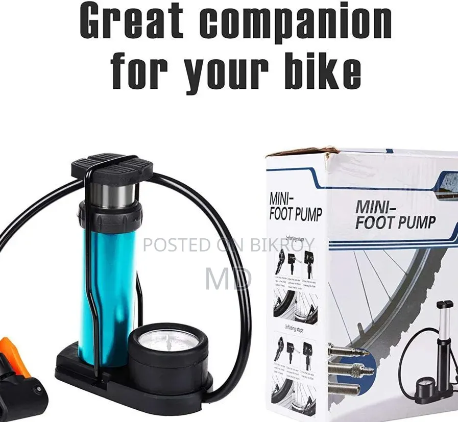 Mini Portable Bike, Bicycle Tire Hand Foot Activated Floor Pump