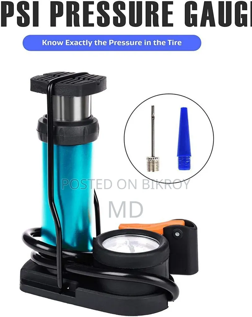 Mini Portable Bike, Bicycle Tire Hand Foot Activated Floor Pump
