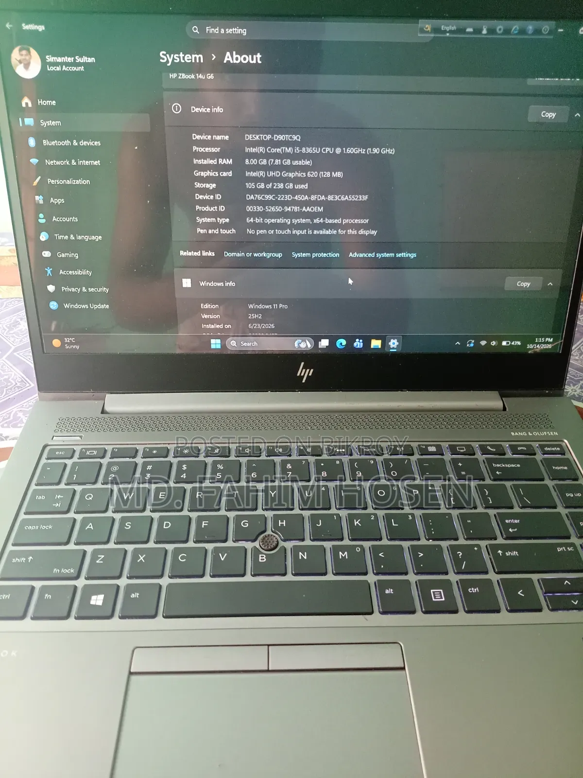 Laptop HP ZBook 14u G6 8GB Intel Core i5 SSD 256GB