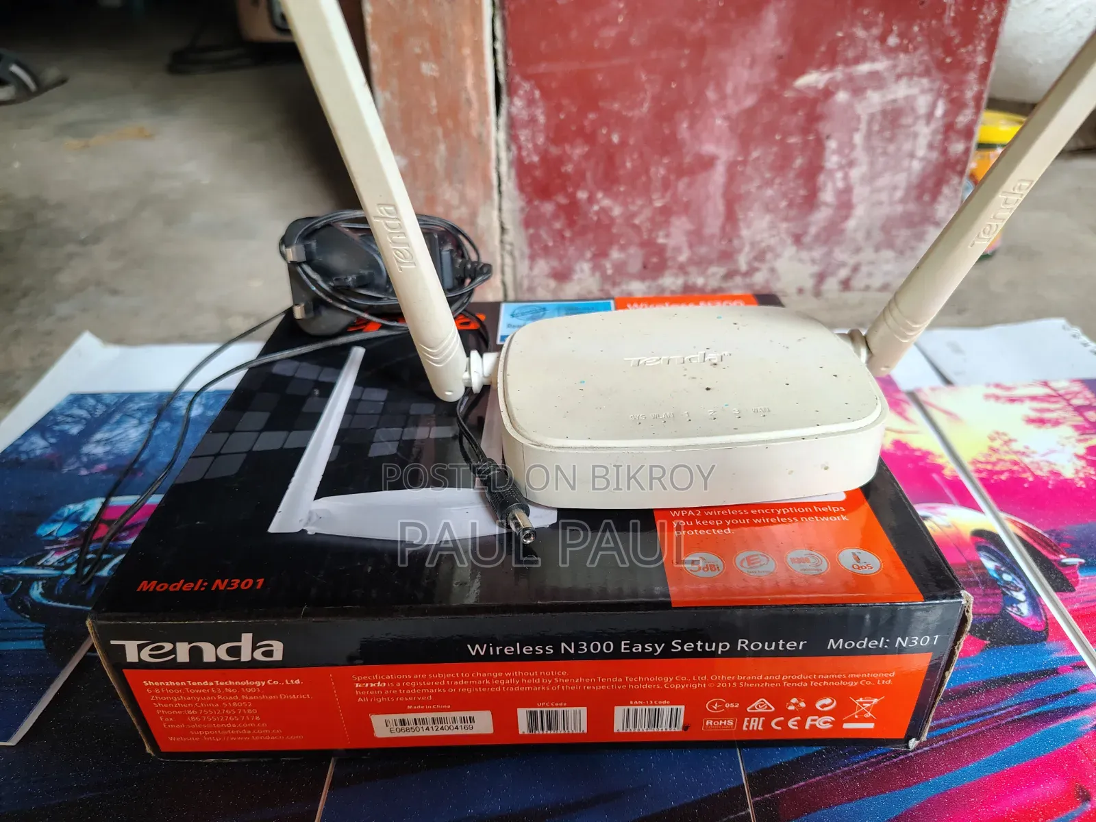 টেন্ডা এন৩০১ ওয়্যারলেস এন৩০০ ওয়াইফাই রাউটার অ্যাডাপ্টার এবং বক্স সহ