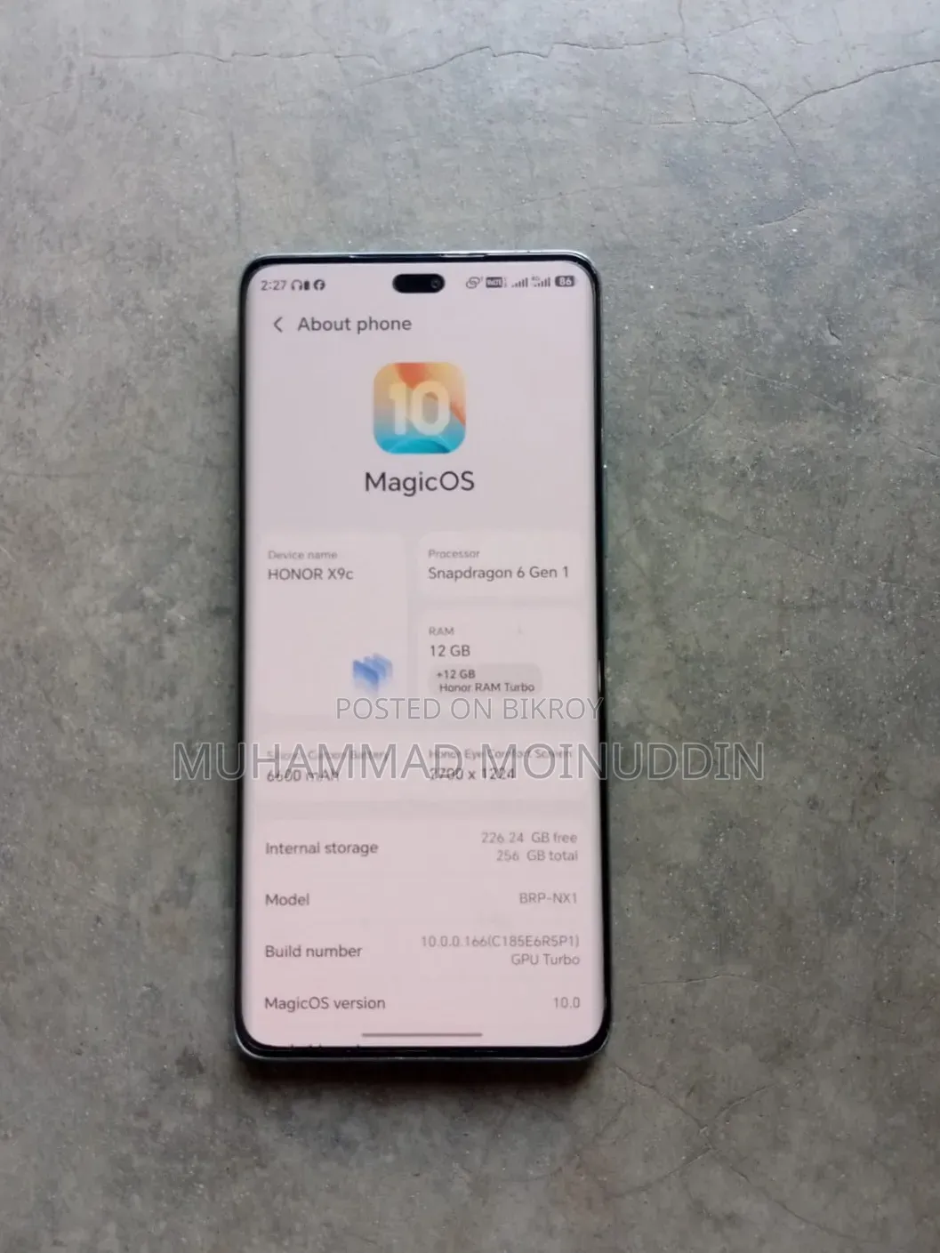 অনার এক্স৯সি ২৫৬ জিবি গ্রে