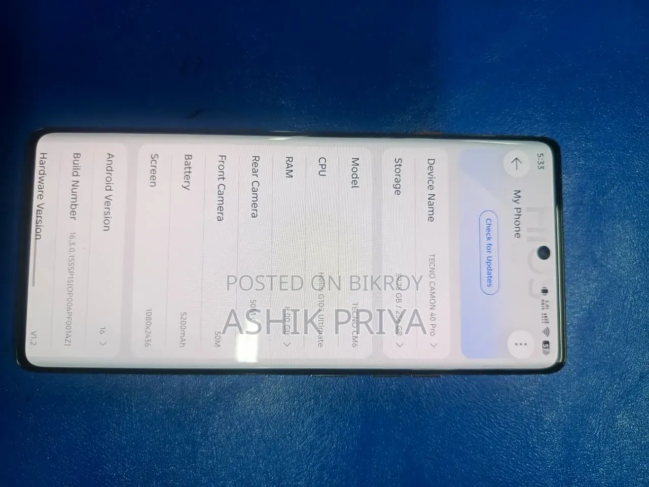 New Tecno Camon 40 256 GB Gray