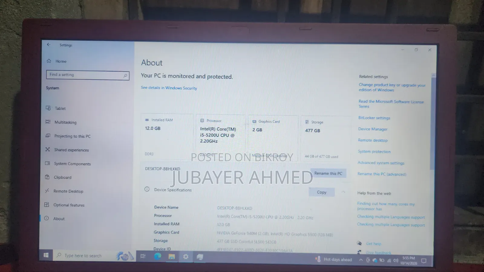 Laptop Acer Aspire E5-573 12GB Intel Core i5 SSD 500GB