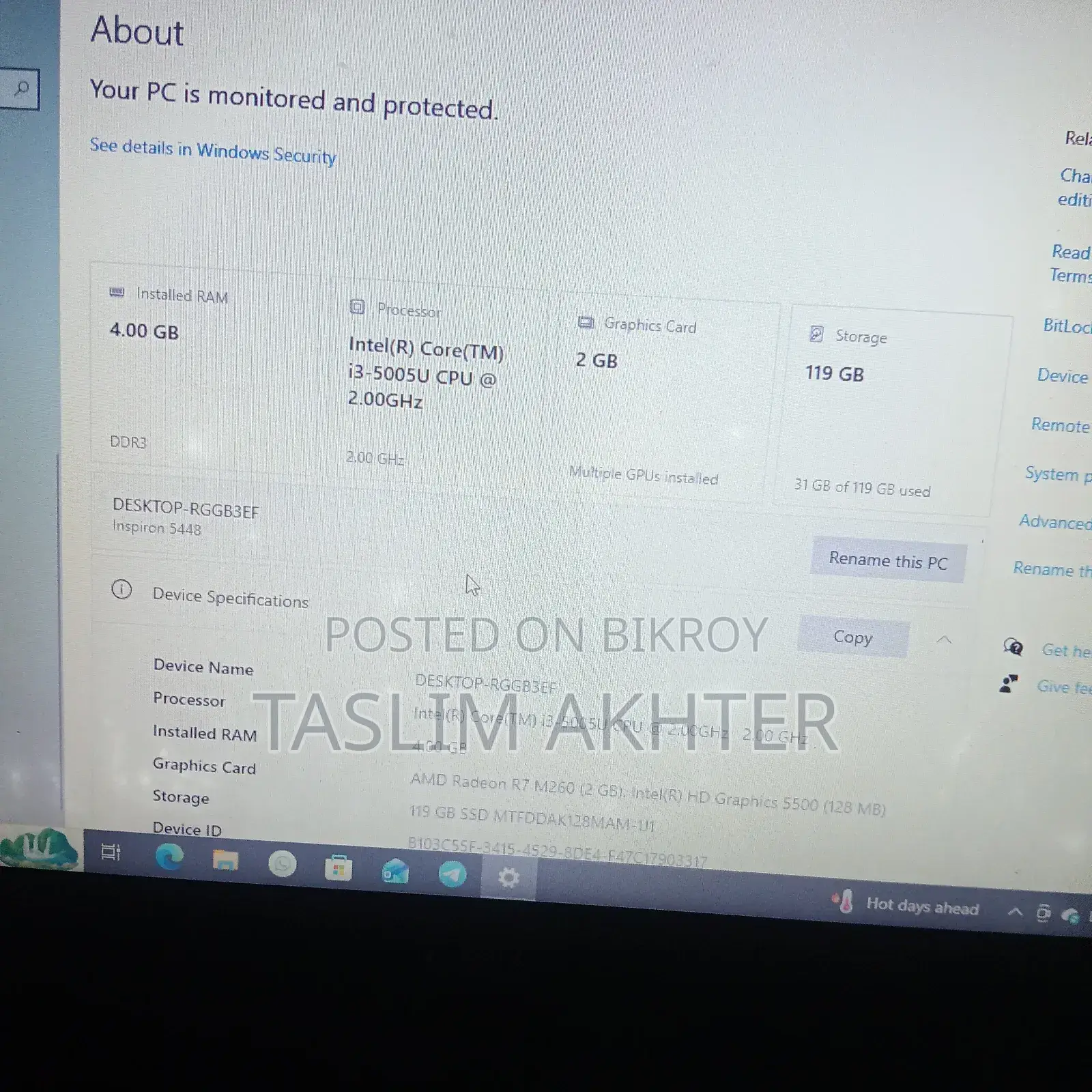 Laptop Dell Inspiron 14 2GB Intel Core i3 SSD 128GB
