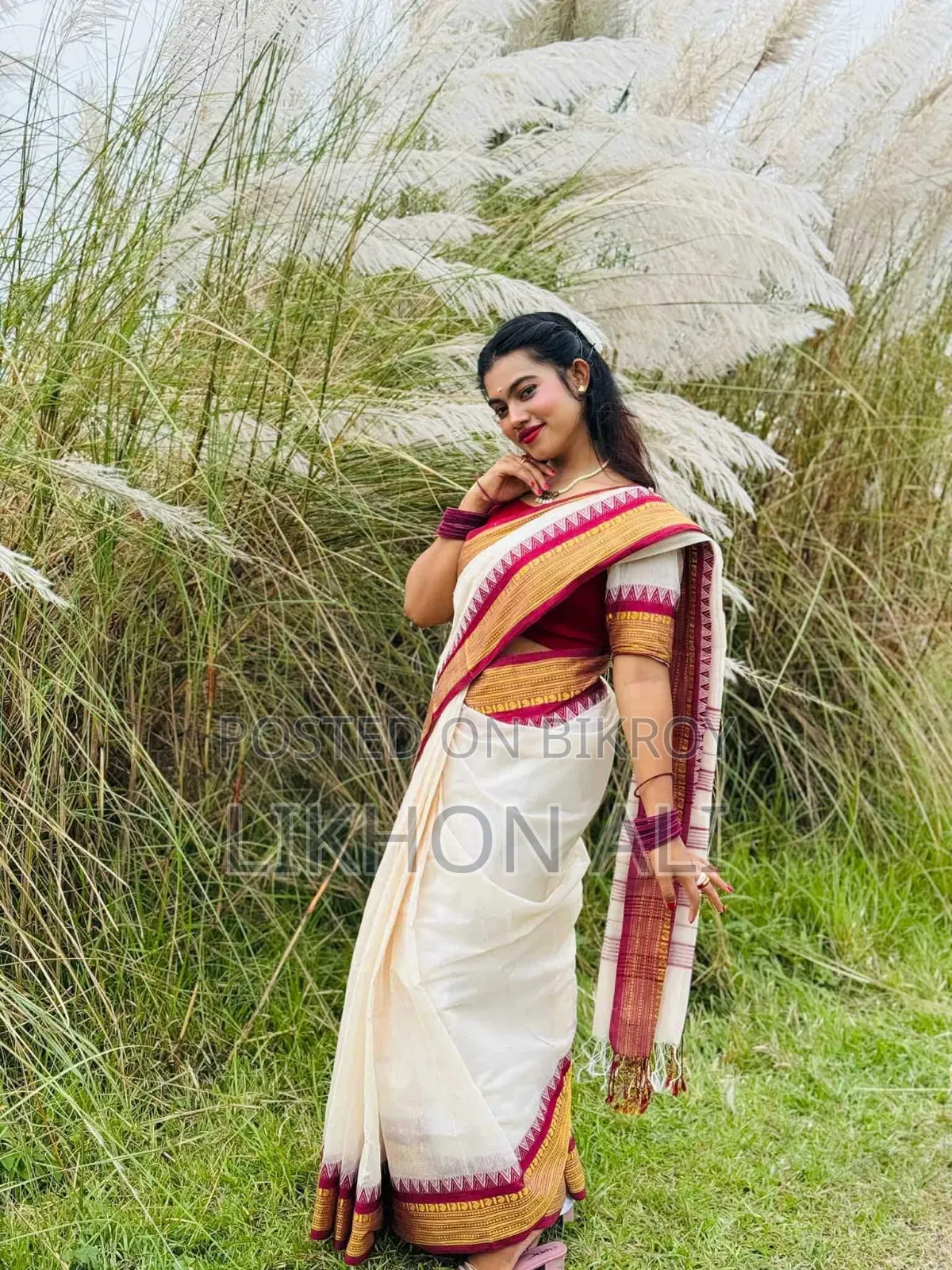 আড়ং কটন সুতি শাড়ি ব্লাউজ পিস সহ