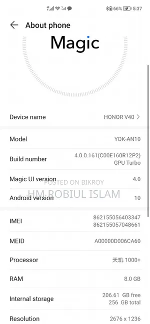 Honor V40 256 GB Black