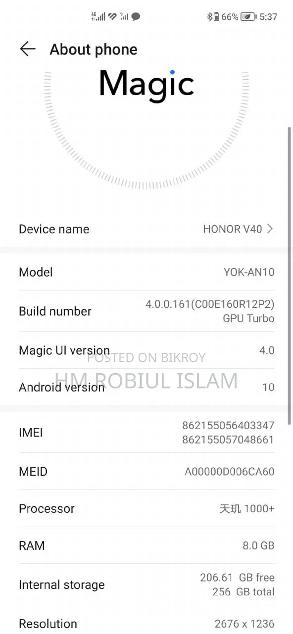 Honor V40 256 GB Black