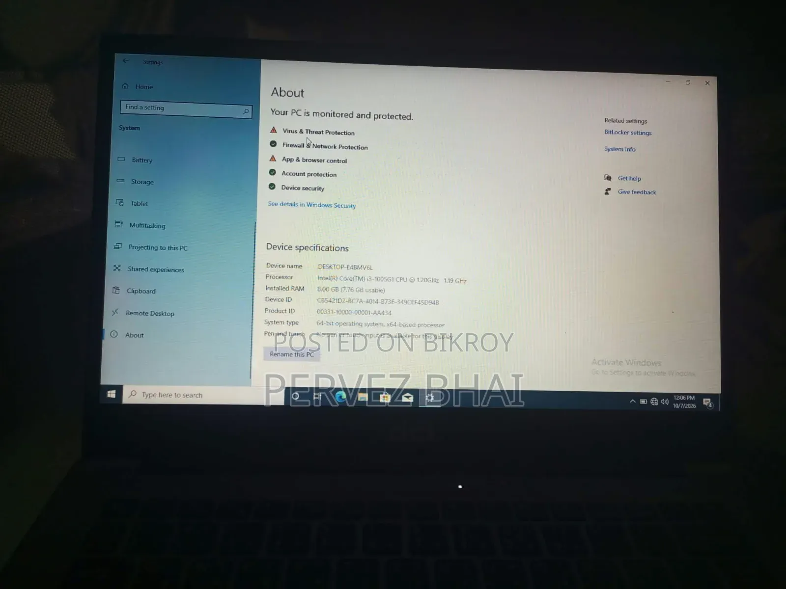 Laptop 8GB Intel Core i3 SSD 128GB