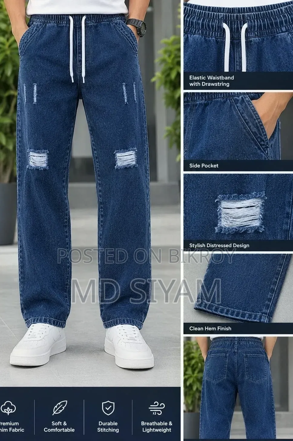Stylish Semi Baggy Cargo Denim Pant