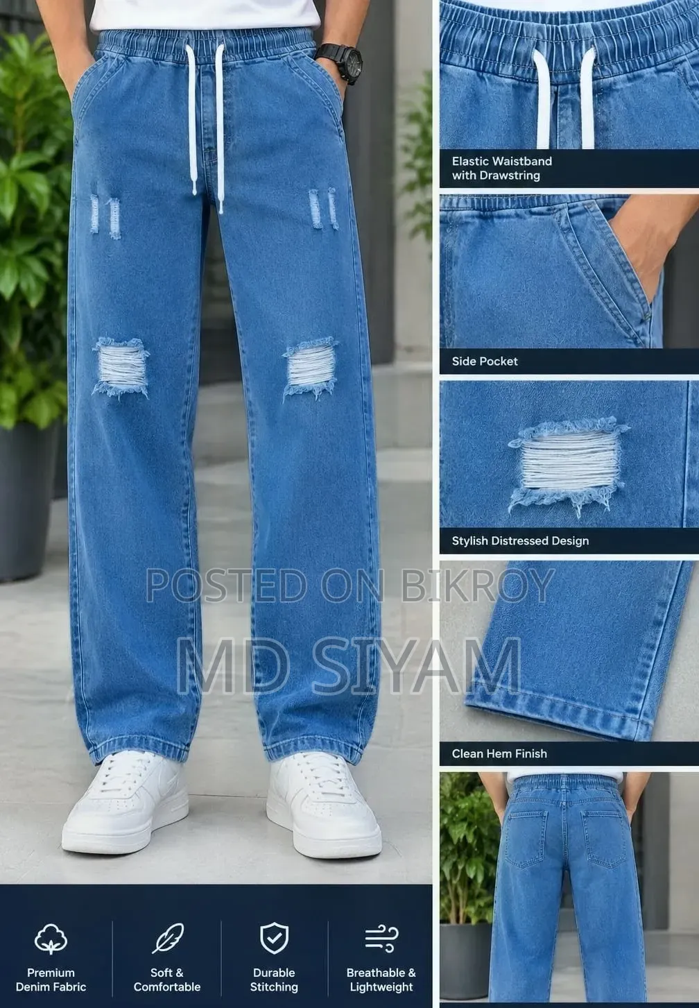 Stylish Semi Baggy Cargo Denim Pant