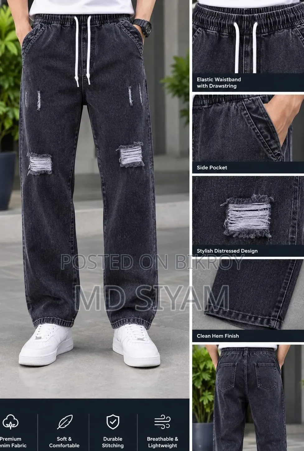 Stylish Semi Baggy Cargo Denim Pant
