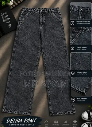 6 Pocket Cargo Denim Baggy Pant