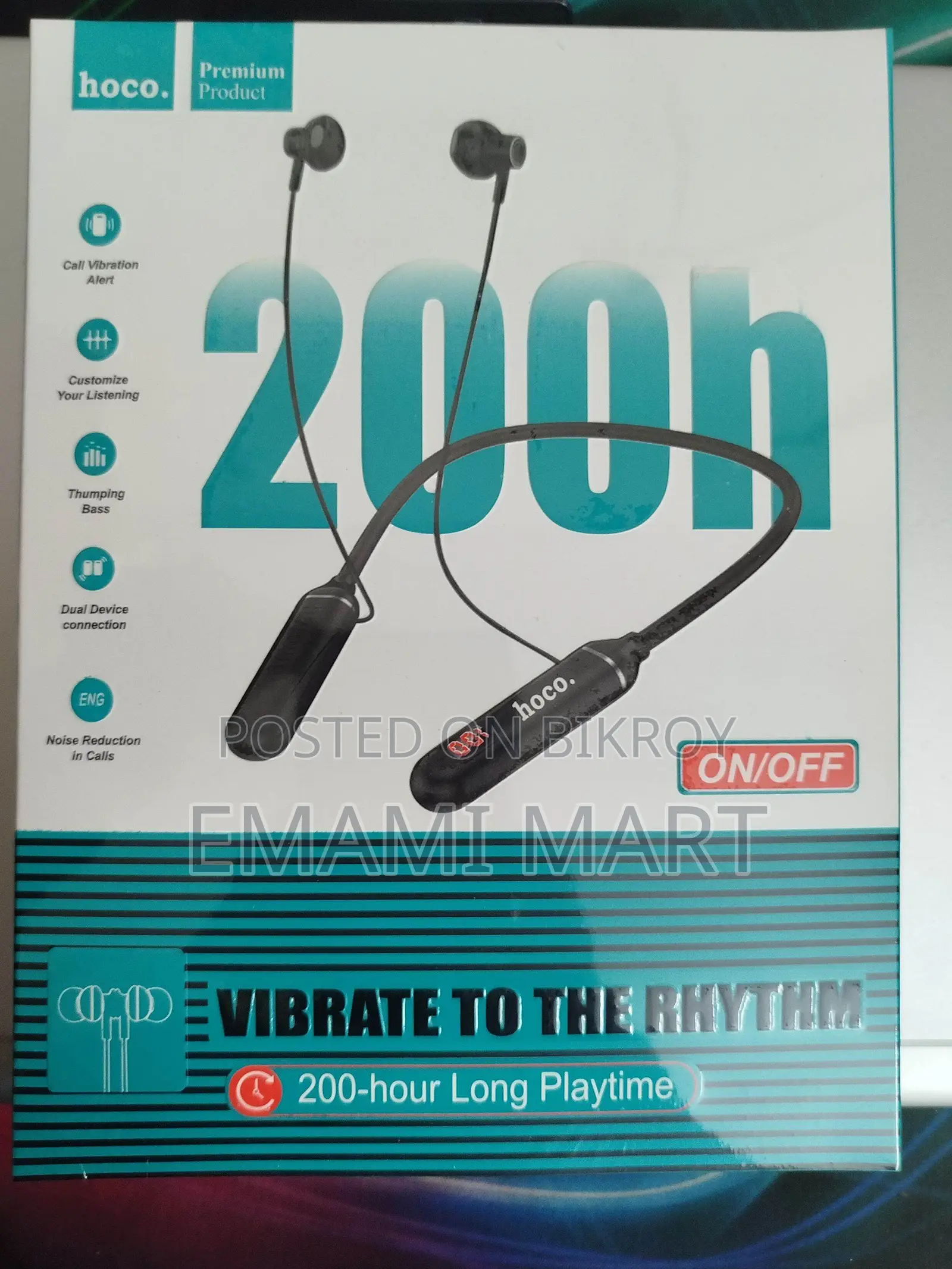 Hoco 200 Hours Plus Bluetooth Neckband Earphones | 200 Hours Battery L