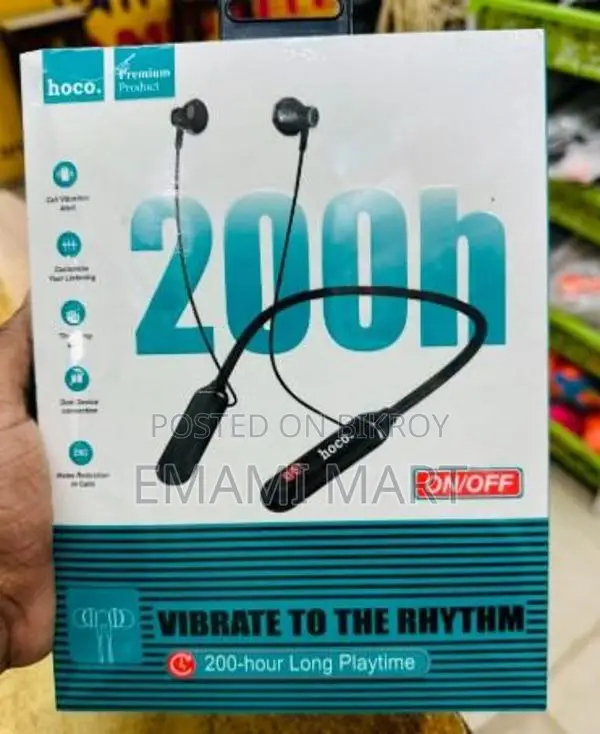 Hoco 200 Hours Plus Bluetooth Neckband Earphones | 200 Hours Battery L