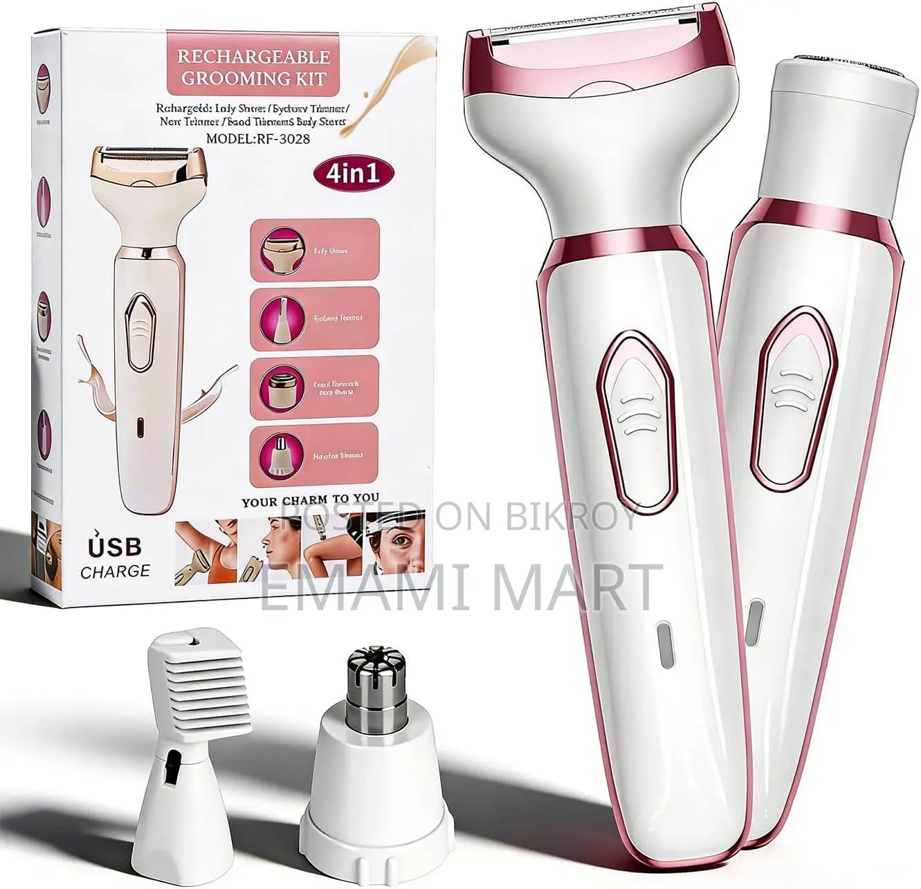 Women’s Electric Shaver 4-in-1, Painless Hair Remover for Bikini Face 