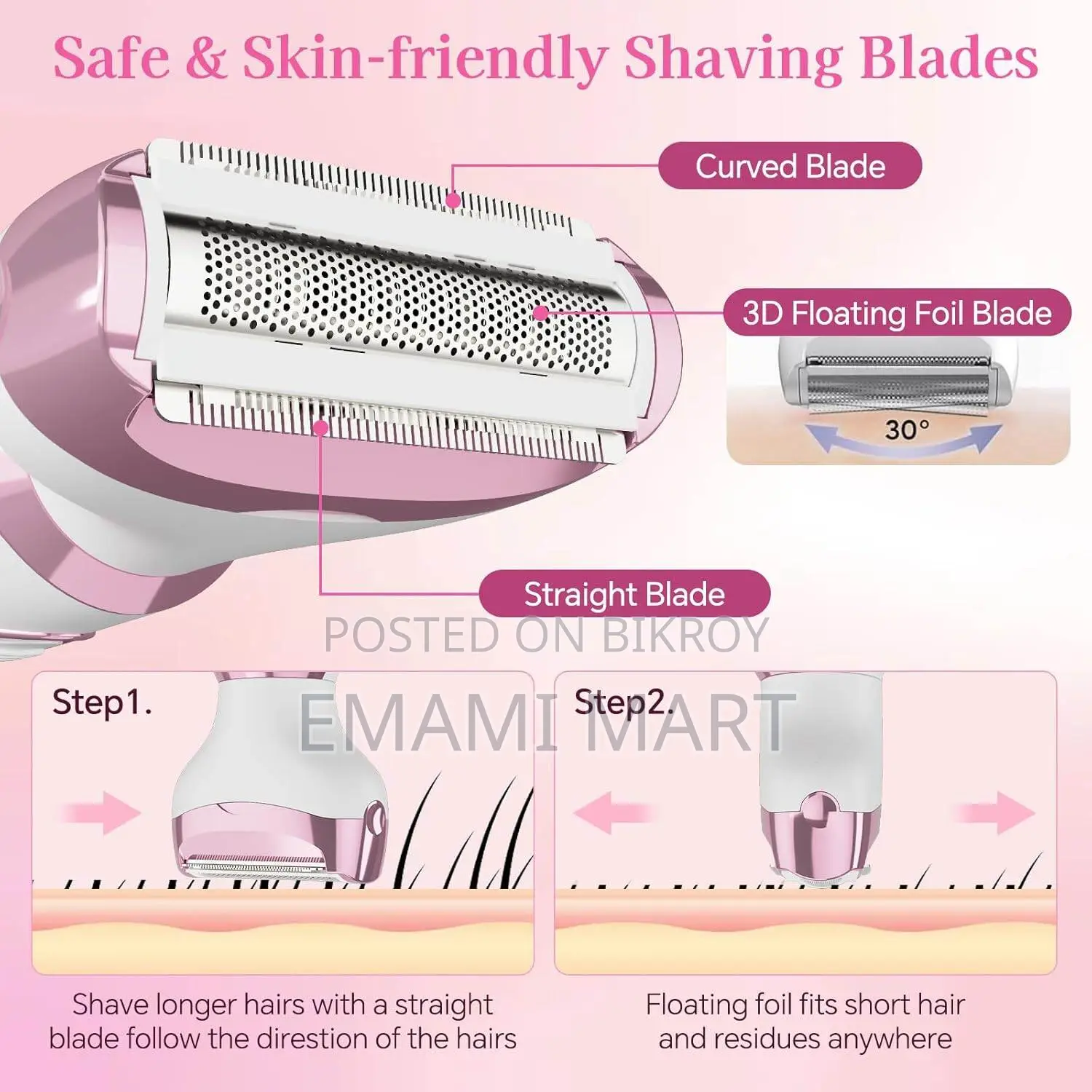 Women’s Electric Shaver 4-in-1, Painless Hair Remover for Bikini Face 