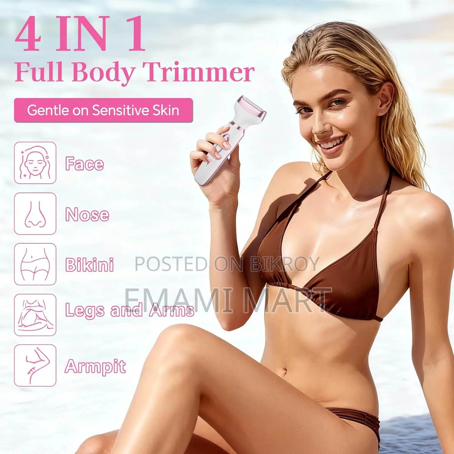Women’s Electric Shaver 4-in-1, Painless Hair Remover for Bikini Face 