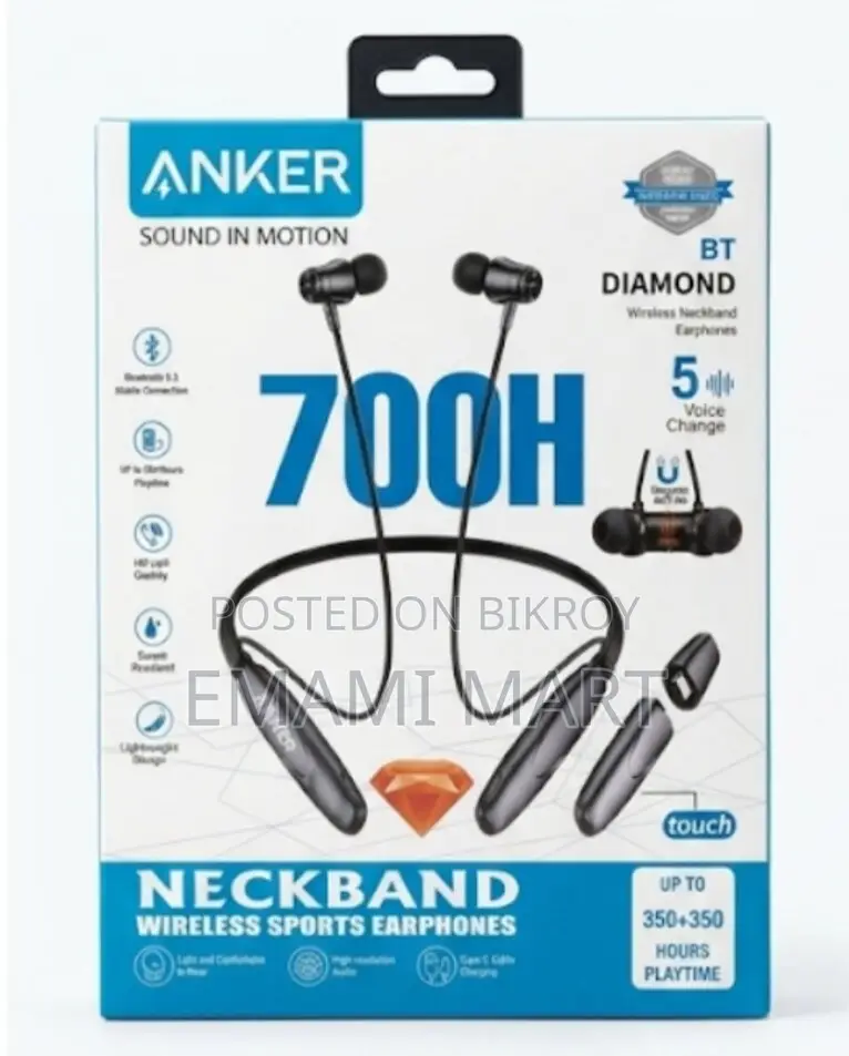 ANKER BT Diamond Wireless Neckband Earphones – 700H Playtime | Bluetoo