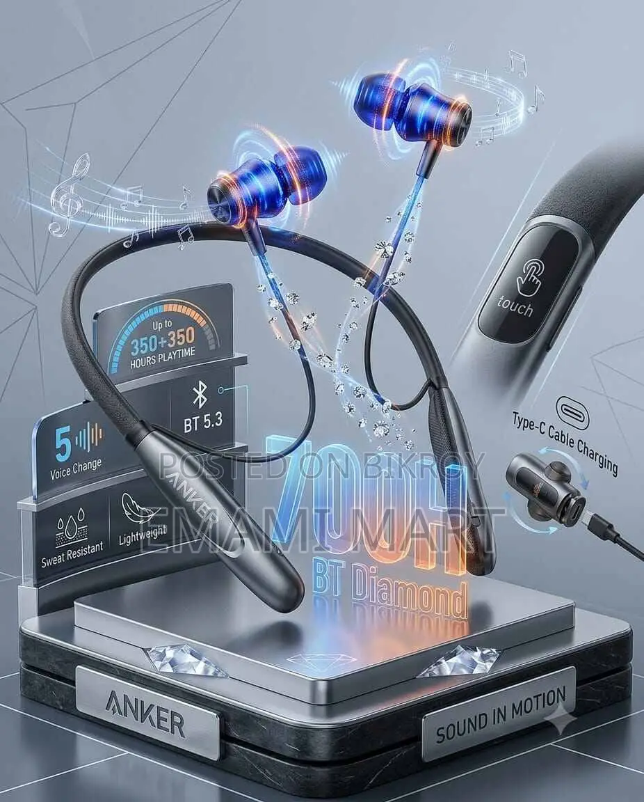 ANKER BT Diamond Wireless Neckband Earphones – 700H Playtime | Bluetoo