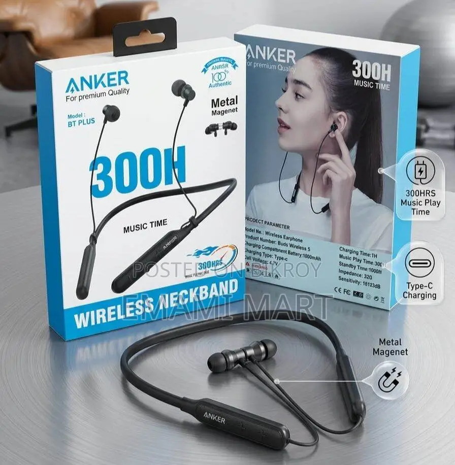 Anker BT Plus 300H Wireless Neckband Bluetooth Earphone - Magnetic Ear