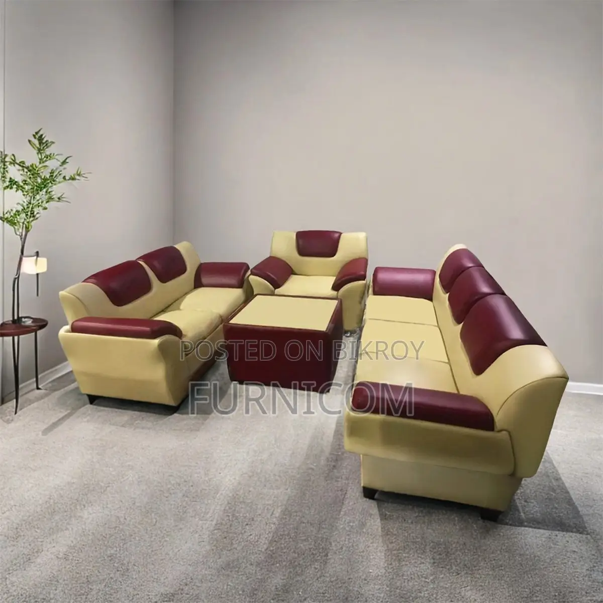 Rolled Arm Fluffy Sofa Set