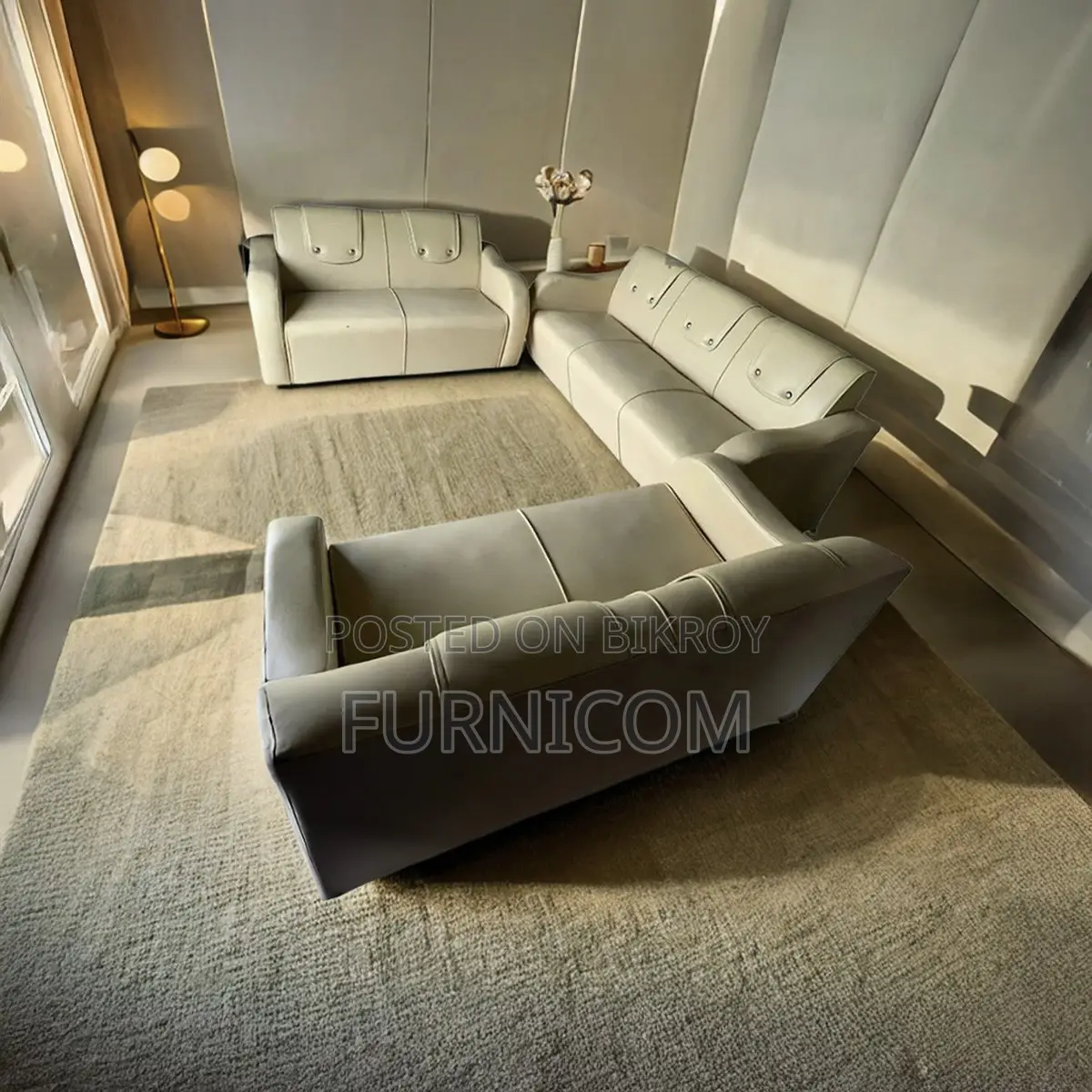 Wooden Plain White Couch Sofa Set