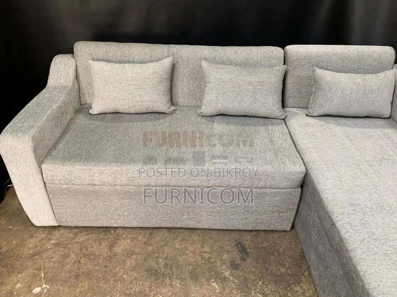 L-Shape Sofa Cum Divan Set - Brown Color