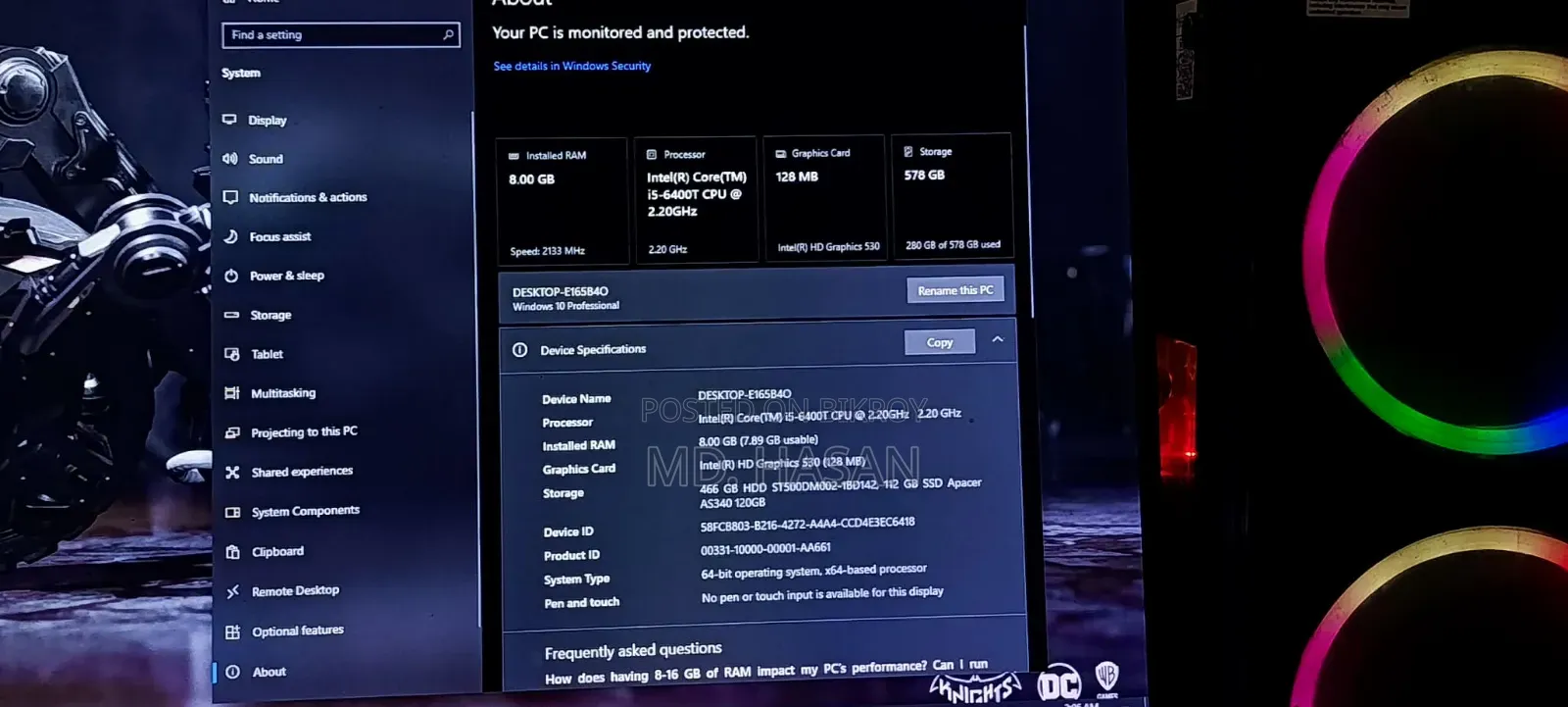 Gigabyte GA-H110MSTX-HD3-ZK 8GB Intel Core i5 SSD 500GB