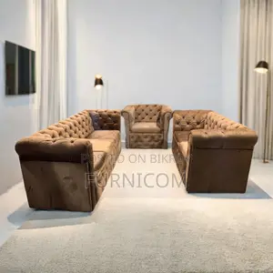 Chesterfield Luxurious Living Room Sofa Set Upholetred with Velvet Fab