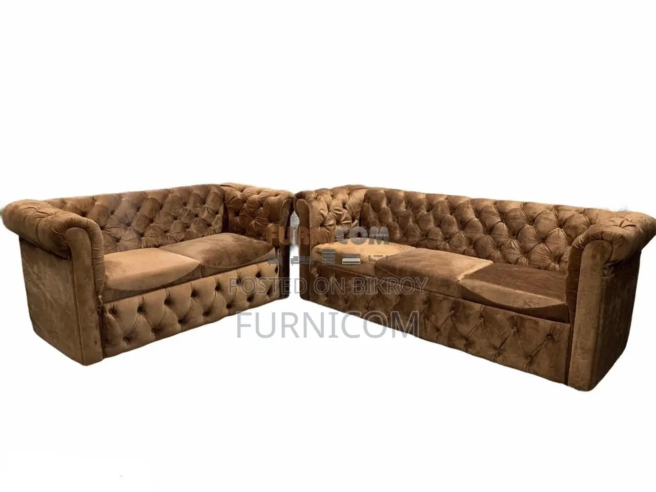 Chesterfield Luxurious Living Room Sofa Set Upholetred with Velvet Fab