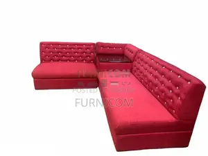 Red Velvet Button Tufted Armless Corner Sofa with Extra Deep Seat