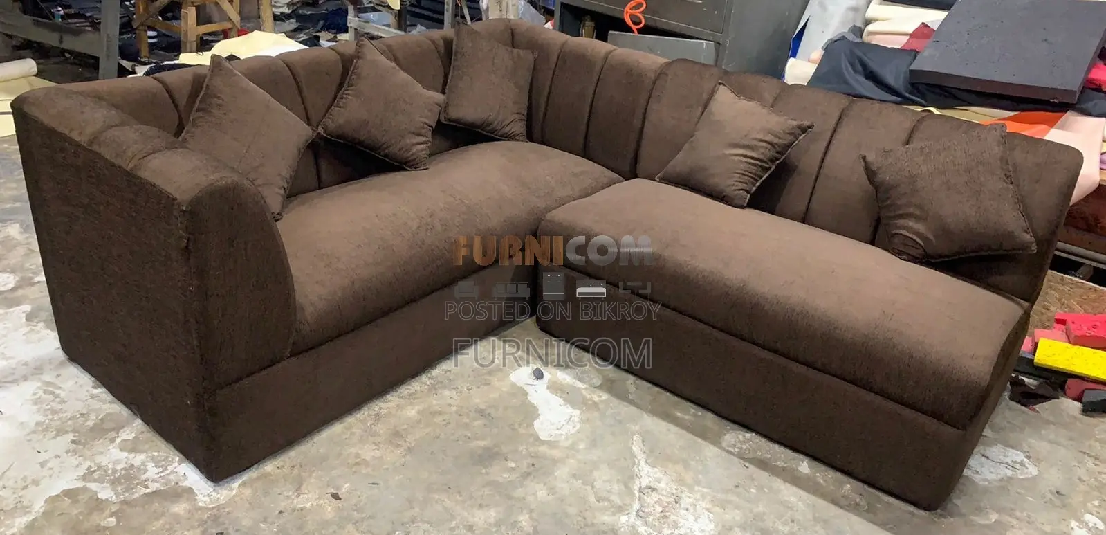 Looxy Corner L-shaped Sofa Set with Cushions Upholstered with Velvet f