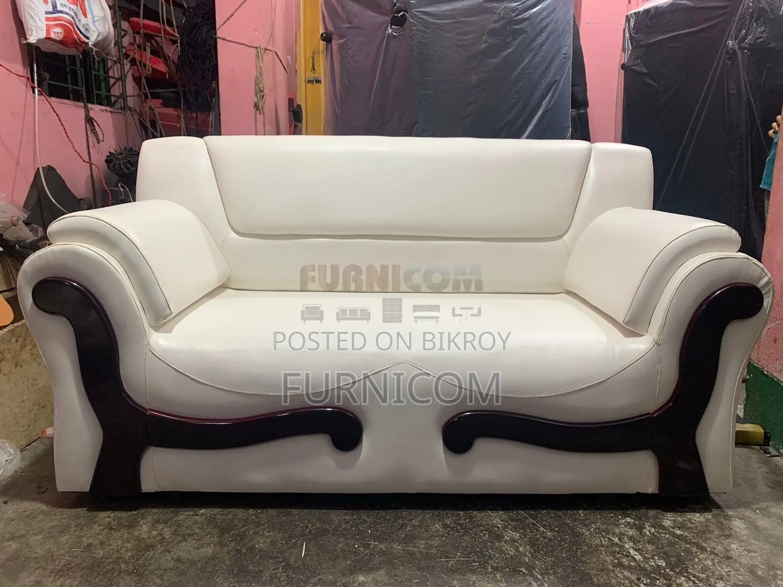 Rolled Arm Leaqueared Home and Office Sofa - Sofa