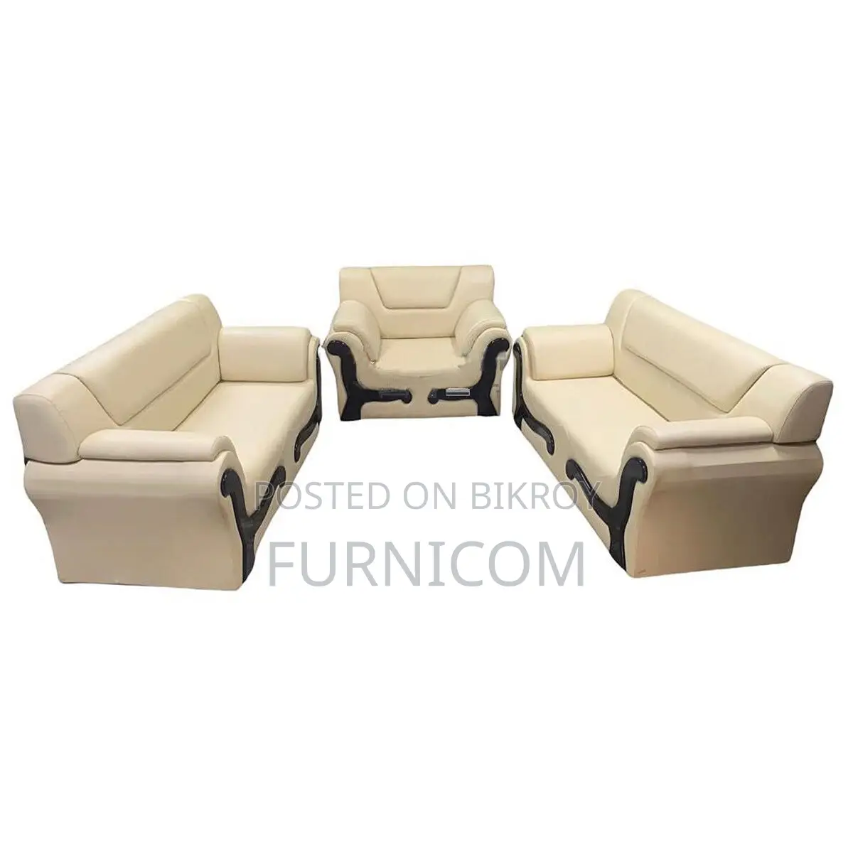 Rolled Arm Leaqueared Sofa Set Home and Office Sofa High Quality Synth