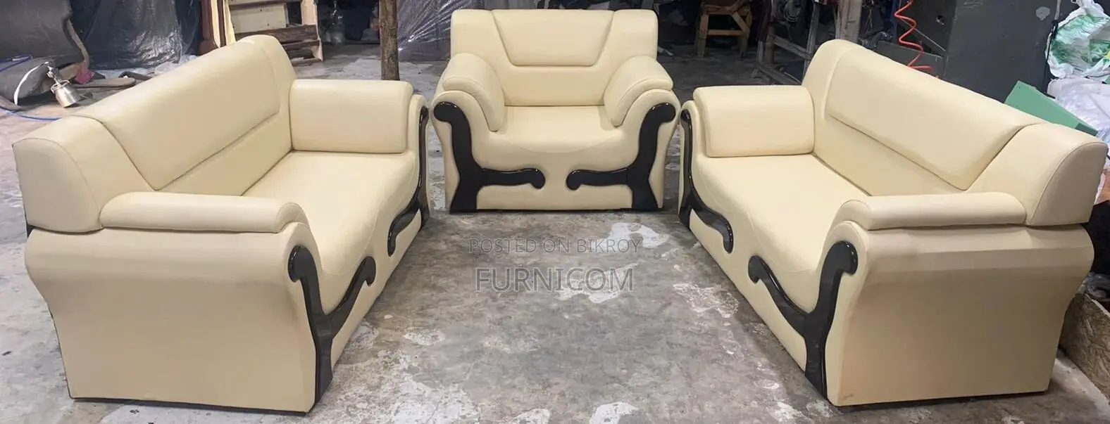 Rolled Arm Leaqueared Sofa Set Home and Office Sofa High Quality Synth