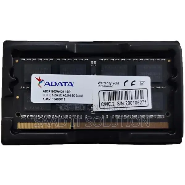 AData 4GB DDR3L 1600MHz Laptop RAM