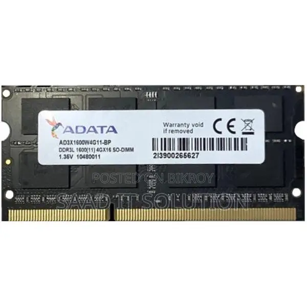 AData 4GB DDR3L 1600MHz Laptop RAM