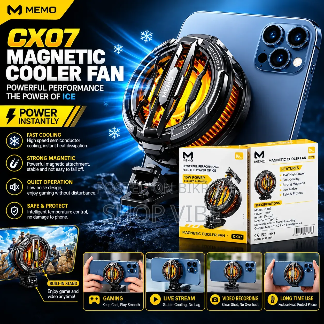 Memo CX07 Magnetic Phone Cooler Fan