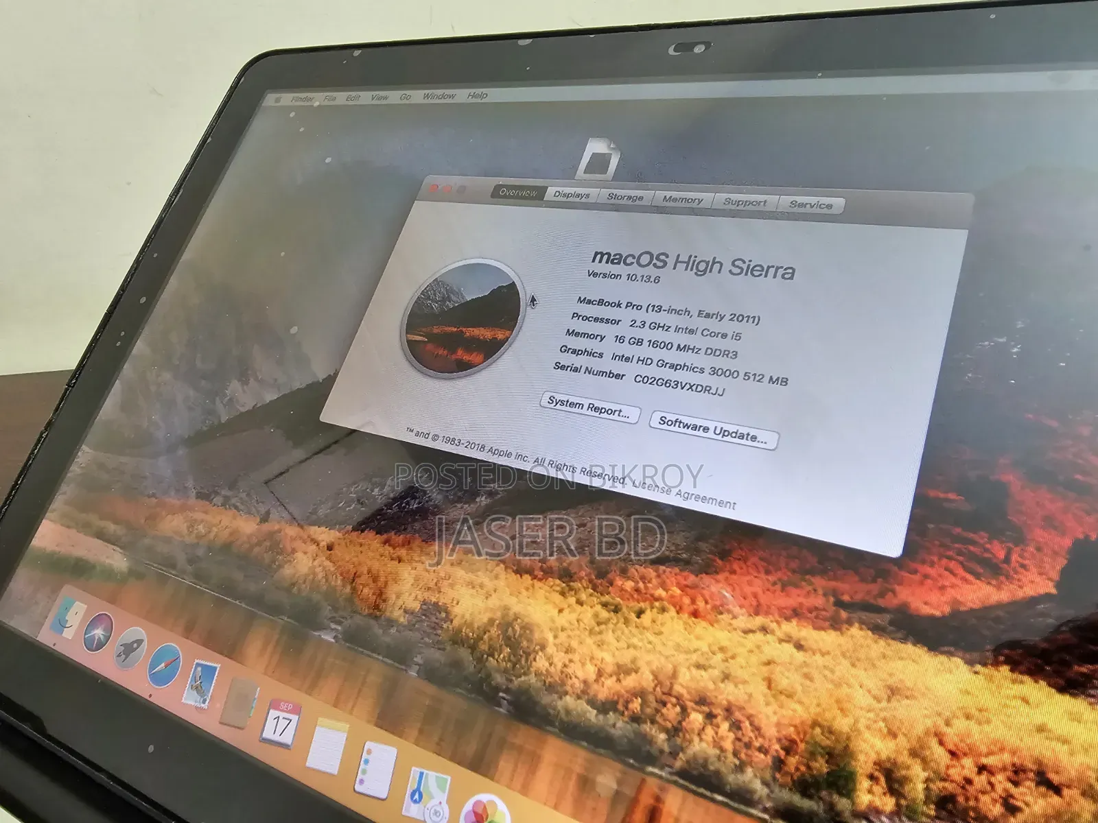 Laptop Apple MacBook Pro 2011 16GB Intel Core i5 SSD 1TB