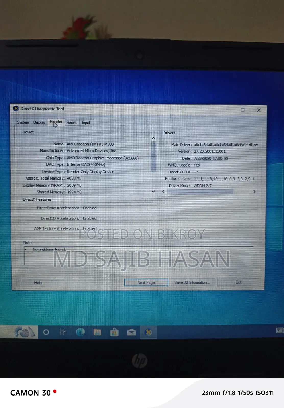 Laptop HP 4 Gigabytes RAM Intel Core i5 Processor 128 Gigabytes Solid State Drive