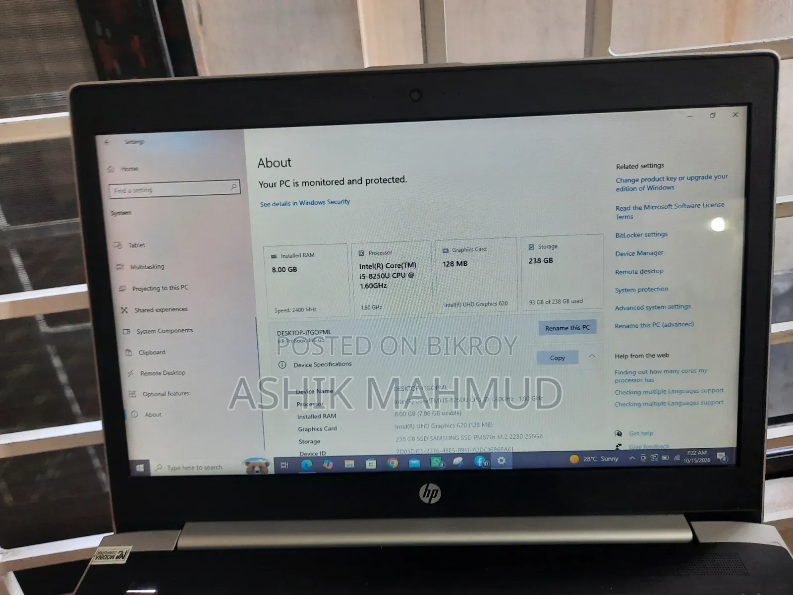 Laptop HP ProBook 440 G5 8GB Intel Core i5 SSD 256GB