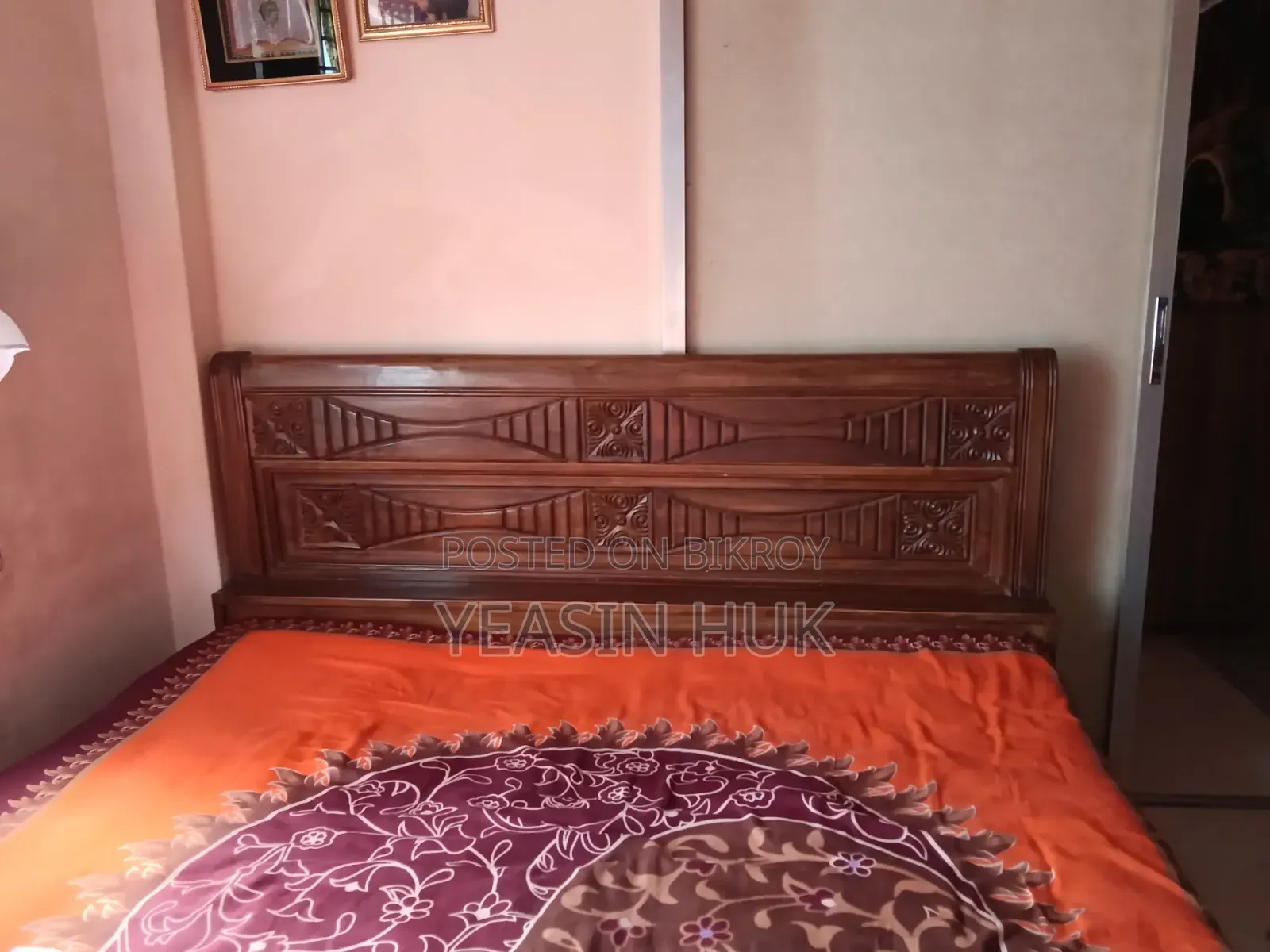 Segun Wood Bed 6 Feet by 7 Feet New