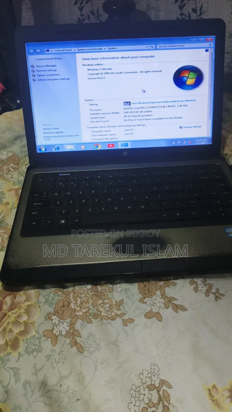 ল্যাপটপ HP 4GB Intel Core i3 HDD 500GB