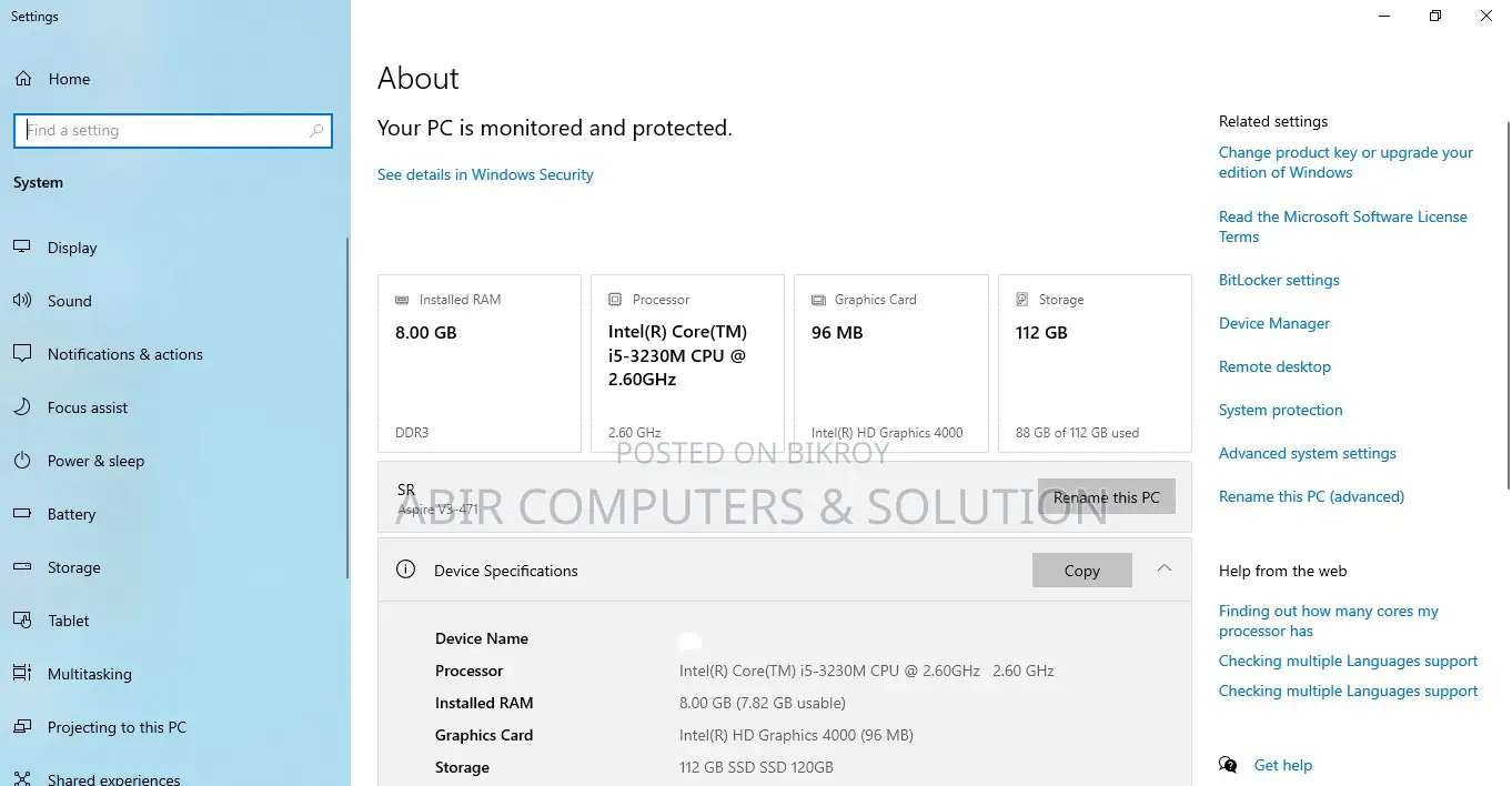 Laptop Acer Aspire V3 8GB Intel Core i5 SSD 128GB