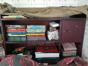 Used Plywood Reading Table With Bookshelf & Storage Cabinet for Sale