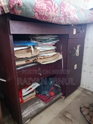 Used Plywood Reading Table With Bookshelf & Storage Cabinet for Sale