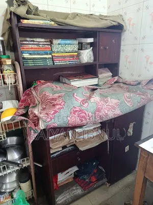 Used Plywood Reading Table With Bookshelf & Storage Cabinet for Sale
