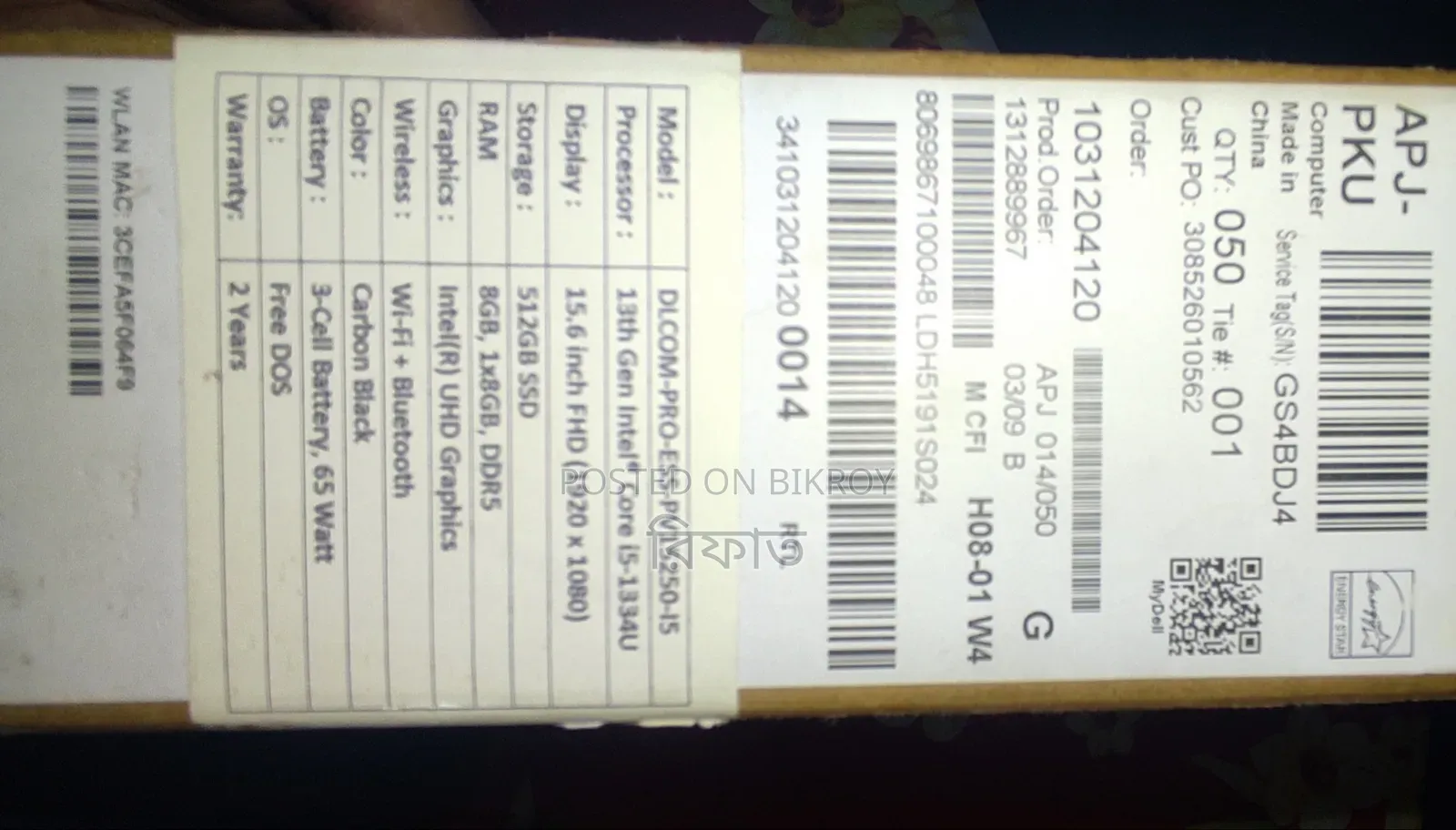Laptop Dell 8GB Intel Core i5 SSD 512GB