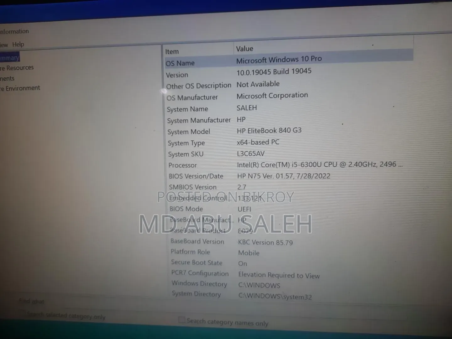 Laptop HP EliteBook 840 G3 8GB Intel Core i5 SSD 256GB
