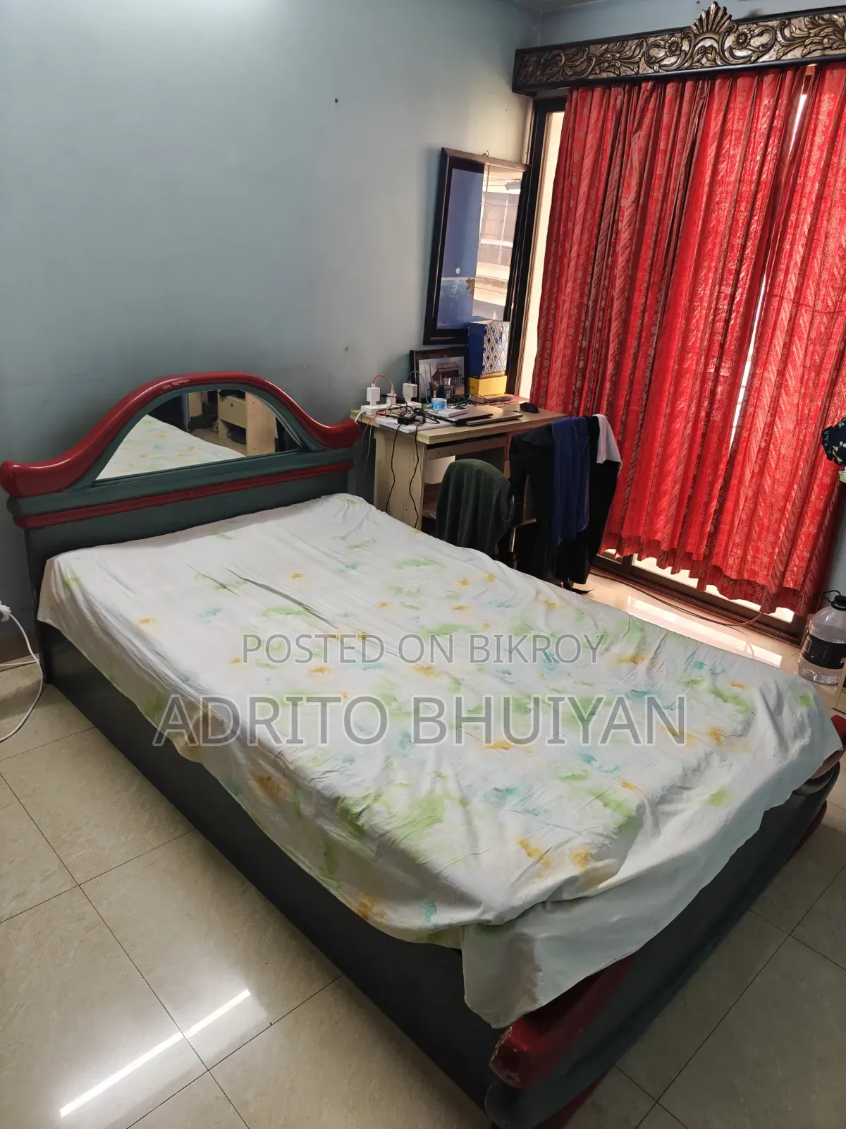 Unique Wooden Bed and Mattress for Sale – Good Condition